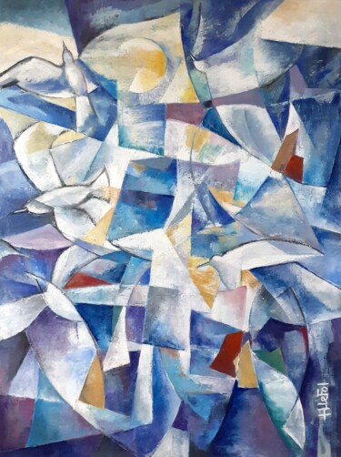Effets mer Peinture intitulée "Effets mer" par Lefolhub, Œuvre d'art originale, Huile