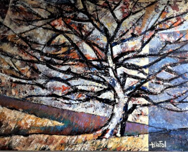 Peinture intitulée "Auprès de mon arbre" par Lefolhub, Œuvre d'art originale, Huile