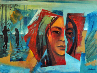 Painting titled "Femmes d'Amazonie" by Lefolhub, Original Artwork, Oil