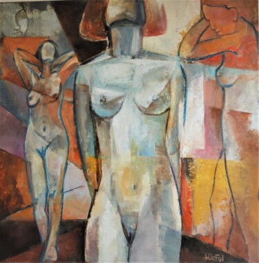 Pittura intitolato "Au féminin" da Lefolhub, Opera d'arte originale, Olio