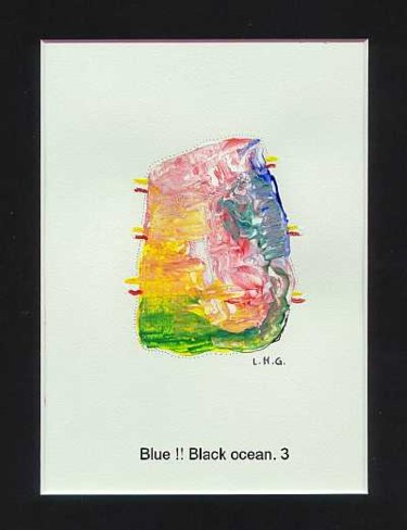 Painting titled "blue black ocean 3" by Left Hand Georges, Original Artwork