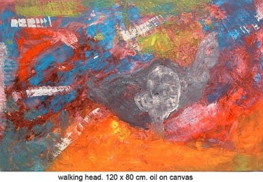 Painting titled "walking head" by Left Hand Georges, Original Artwork