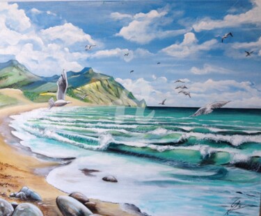 Pintura intitulada "Praia deserta" por Luis Alves, Obras de arte originais, Acrílico