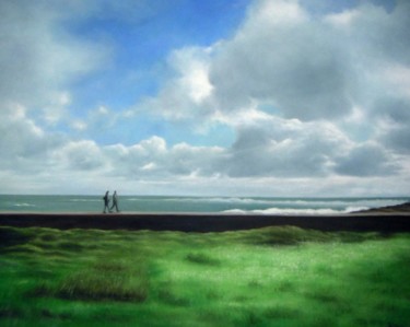 Painting titled "Sur l'allée du phare" by Lydie Le Gléhuir, Original Artwork