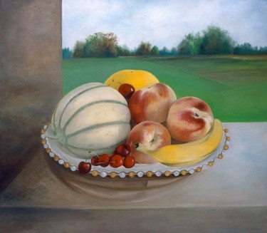 Peinture intitulée "Coupe de fruit" par Lydie Le Gléhuir, Œuvre d'art originale