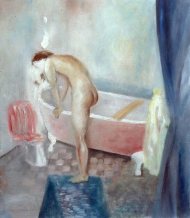 Malerei mit dem Titel "Sortie de bain" von Lydie Le Gléhuir, Original-Kunstwerk