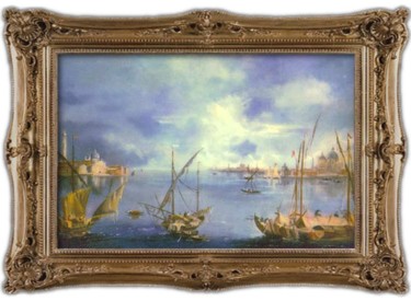 Peinture intitulée "Vue de Venise d'apr…" par Lydie Le Gléhuir, Œuvre d'art originale