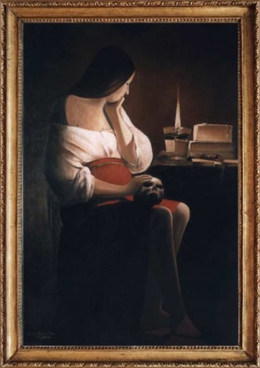 Painting titled ""Madeleine à la vei…" by Lydie Le Gléhuir, Original Artwork