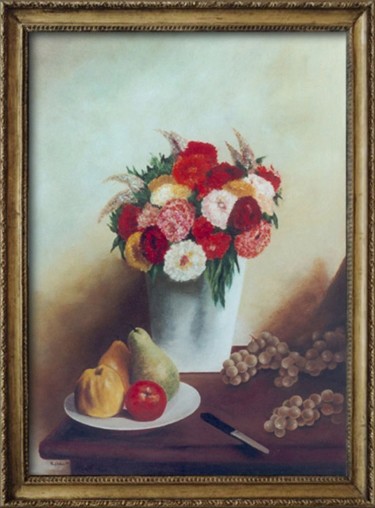 Картина под названием ""Fruits et fleurs"…" - Lydie Le Gléhuir, Подлинное произведение искусства