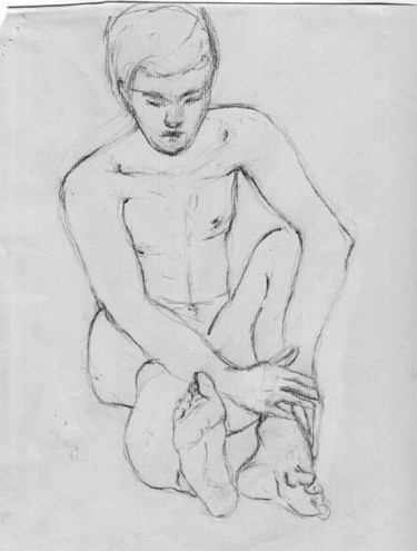 Dessin intitulée "Jeune garçon" par Lydie Le Gléhuir, Œuvre d'art originale