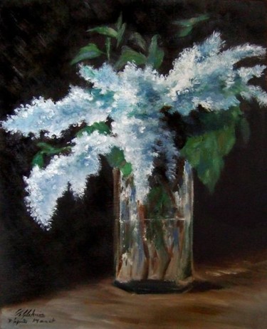 Malerei mit dem Titel "Bouquet de lilas, d…" von Lydie Le Gléhuir, Original-Kunstwerk