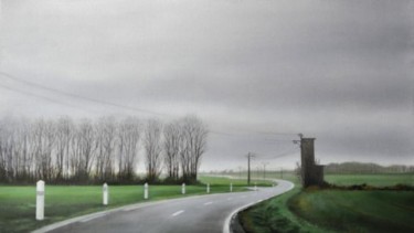 Painting titled "Route de campagne" by Lydie Le Gléhuir, Original Artwork