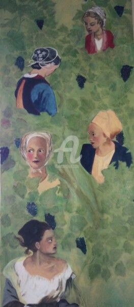 Pittura intitolato "Jeunes filles à la…" da Martine Vuaillat, Opera d'arte originale, Olio