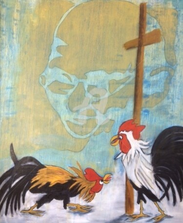 Peinture intitulée "Mahatma1" par Martine Vuaillat, Œuvre d'art originale, Huile