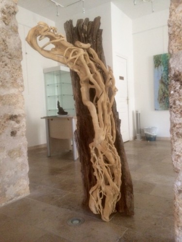 Skulptur mit dem Titel "La "Tordu"" von Sylvain Le Guillanton, Original-Kunstwerk, Holz