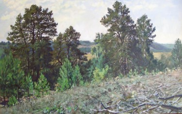 Malerei mit dem Titel "Сосновый край." von Aleksei Adamovich, Original-Kunstwerk, Öl