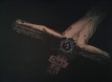 Painting titled "Passion du Christ" by Lehms, Original Artwork, Acrylic Mounted on Wood Stretcher frame