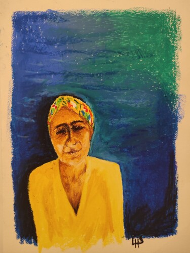 Dessin intitulée "La Femme au bandeau" par Lehms, Œuvre d'art originale, Pastel