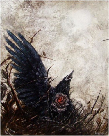 Painting titled "The raven and the r…" by Lei, Original Artwork, Oil