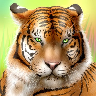 Dessin intitulée "Le Tigre aux yeux v…" par Stefdiamel, Œuvre d'art originale, Photographie numérique