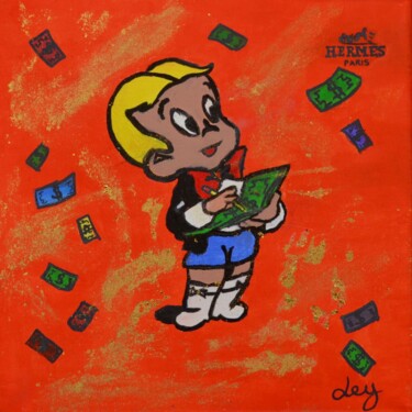 Painting titled "Richie Rich Hermes" by Leila Ley, Original Artwork, Acrylic