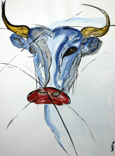 Peinture intitulée "Ô Braque" par Leila Assmann, Œuvre d'art originale, Encre