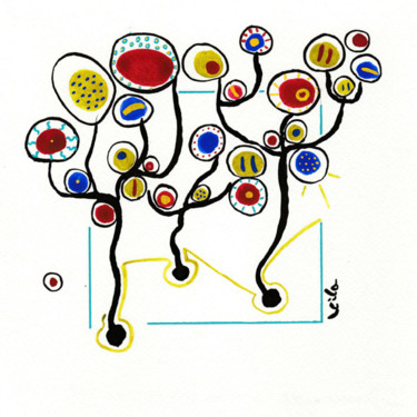 Peinture intitulée "Inflorescences 29" par Leila Assmann, Œuvre d'art originale, Aquarelle