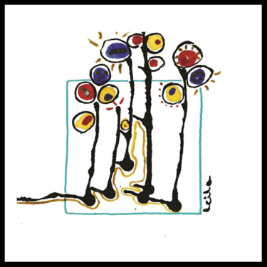 Картина под названием "Inflorescences 1" - Leila Assmann, Подлинное произведение искусства, Акварель