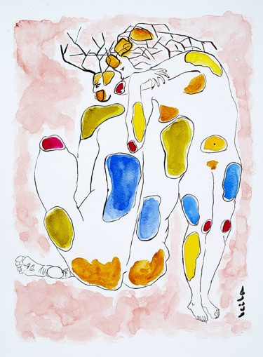 Картина под названием "Tout simplement" - Leila Assmann, Подлинное произведение искусства, Акварель