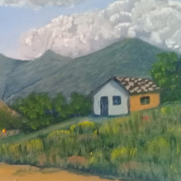 Painting titled "Casinha na roça" by Leila Sales, Original Artwork, Oil