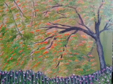 Pintura titulada "Árvore frondosa" por Leila Sales, Obra de arte original, Oleo