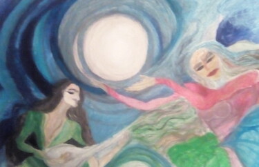 Painting titled "Donne cantanti" by Leila Turk, Original Artwork