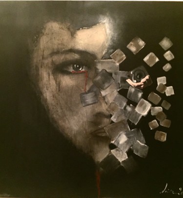 Painting titled "Amnesia" by Leiva, Original Artwork, Oil Mounted on Wood Stretcher frame