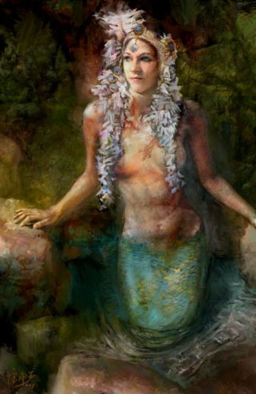 Arte digitale intitolato "The Little Sea Maid…" da Lei Yu Sheng, Opera d'arte originale, Pittura digitale