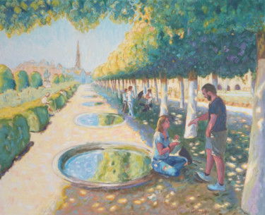 Peinture intitulée "Le Mont des arts à…" par Edith Gorren, Œuvre d'art originale, Huile