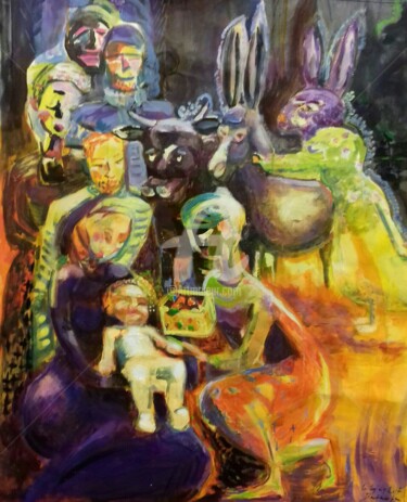 Painting titled "Les rois mages" by Laurence Lejay, Original Artwork, Oil