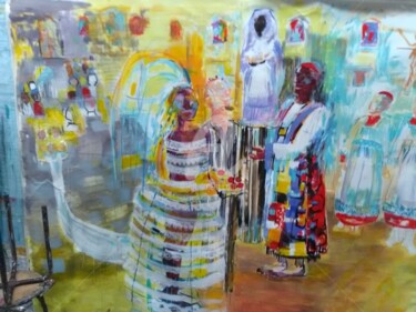 Peinture intitulée "mariage blues" par Laurence Lejay, Œuvre d'art originale, Acrylique