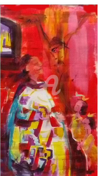 Peinture intitulée "maries-rouge" par Laurence Lejay, Œuvre d'art originale, Acrylique