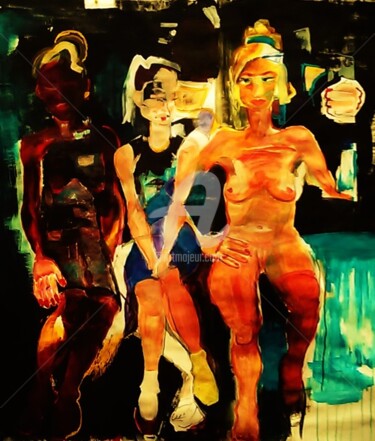 Peinture intitulée "la viree des copines" par Laurence Lejay, Œuvre d'art originale, Acrylique
