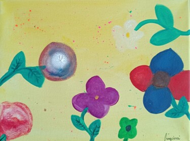 Malarstwo zatytułowany „flowers of harmony…” autorstwa Lejla Čurgóová, Oryginalna praca, Akryl Zamontowany na Drewniana rama…