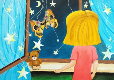 Картина под названием "the magic of the ni…" - Lejla Čurgóová, Подлинное произведение искусства, Акрил