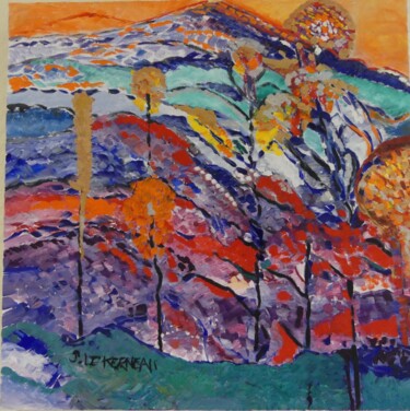 Peinture intitulée "Collines 5" par Sylvie Le Kerneau, Œuvre d'art originale, Huile