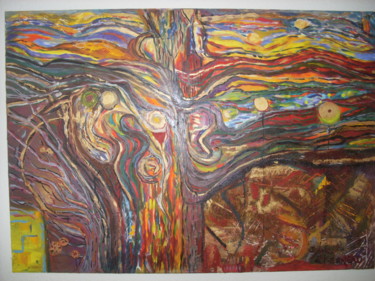 Peinture intitulée "Arbre de vie" par Sylvie Le Kerneau, Œuvre d'art originale