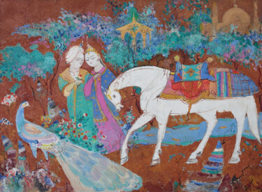 Картина под названием "Tohir and Zuhra" - Lekim Ibragimov, Подлинное произведение искусства, Масло