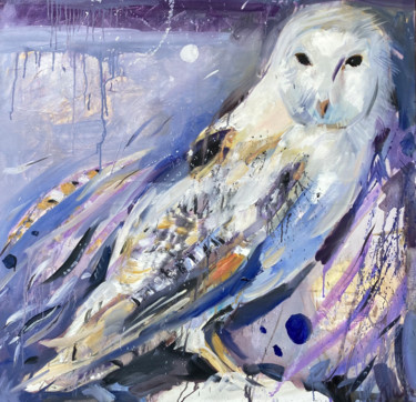 Winter, Eule, Sagen Malerei mit dem Titel "Winter, Eule, Sagen" von Tius, Original-Kunstwerk, Öl