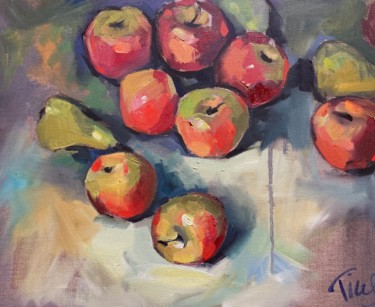 Pintura intitulada "Äpfeln, bunt, versp…" por Tius, Obras de arte originais, Óleo
