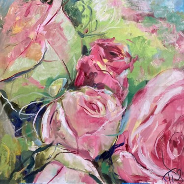 Peinture intitulée "Rosen, Sommer, Rose…" par Tius, Œuvre d'art originale, Huile