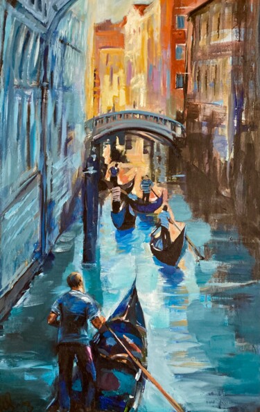 Peinture intitulée "Venedig, Wasserspie…" par Tius, Œuvre d'art originale, Huile