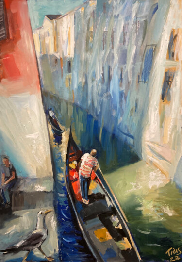 Peinture intitulée "Venedig, Sommer, Wa…" par Tius, Œuvre d'art originale, Huile