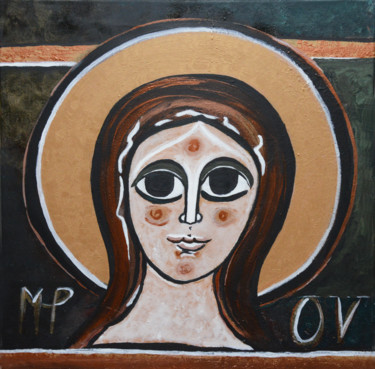 Schilderij getiteld "Volto greco-bizanti…" door Nicole Giordano, Origineel Kunstwerk